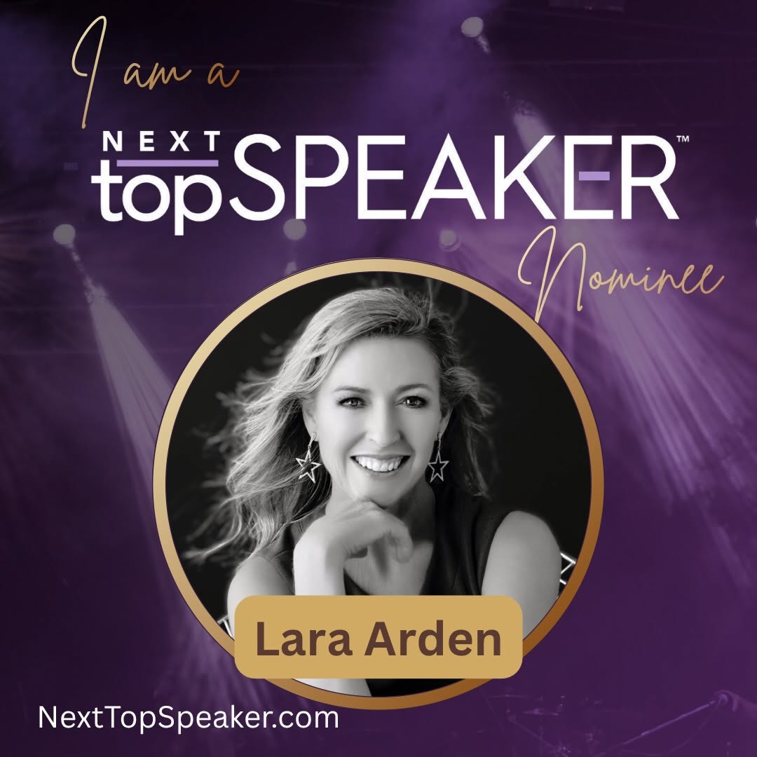 Lara Arden's Next Top Speaker nominee announcement graphic